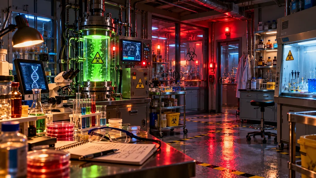 Ilustración de Peligro en el laboratorio
